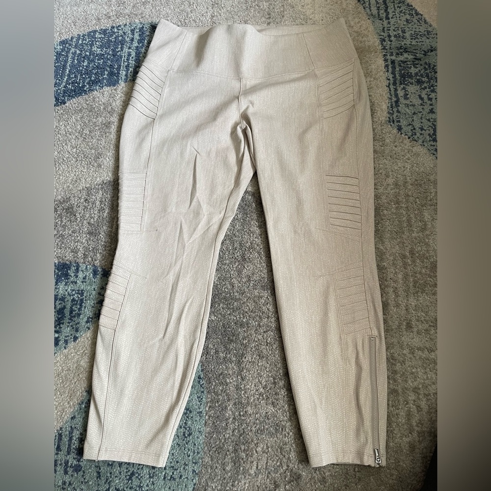 1X Cream Athleta Delancey Textured Moto Leggings